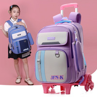 Sacs à dos scolaires à roulettes en nylon, nouveau style, pour l'école primaire (1re à 6e année) ; Sacs à dos pour garçons et filles, vente en gros transfrontalière