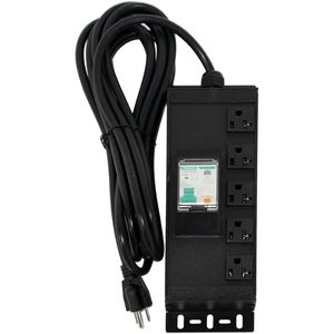 Regleta de alimentación Icegalax para montaje en rack, 5 tomas, 15A, con protección contra sobretensiones, cable de 34 pies, color negro - Product Image 1