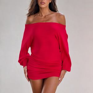 ชุดเดรสแฟชั่นปาร์ตี้คลับสุดเซ็กซี่ปี 2026 แบบเปิดไหล่ แขนยาว ทรงเข้ารูป สไตล์ลำลองสำหรับผู้หญิง - Product Image 1