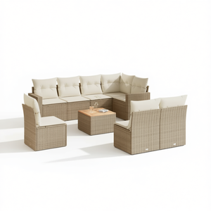 Ensemble de canapés de jardin modulaires en rotin PE beige, meubles d'extérieur confortables, design contemporain, coussins en mousse haute densité - Product Image 1
