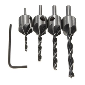 4pcs/set HSS 5 Flute Countersink Drill Bit Set 3mm-6mm High Speed Steel Chamfer <strong>Reamer</strong> Woodworking Power <strong>Tools</strong> - Product Image 1