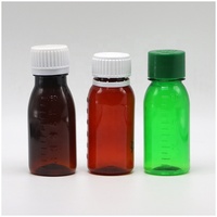 Flacon vide de 60 ml (2 oz) en PET transparent ambré avec bouchon inviolable anti-déversement pour sirop contre la toux et médicaments pour enfants