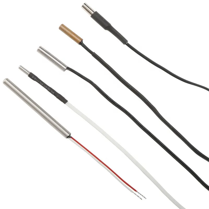 6x30mm Straight RTD Probe Customized Cylinder NTC Temperature Sensor Copper Plated 100K Ohm for Automotive Air Conditioner