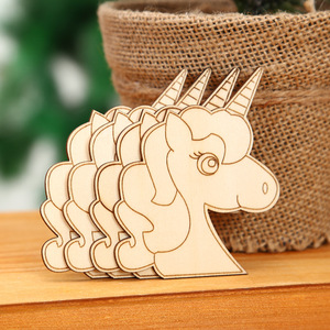 Wooden <b>Unicorn</b> Craft Shapes 10pcs Laser Cut DIY Decor For Kids Party Christmas Tree Home <b>Decoration</b> - Product Image 2