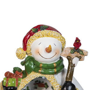 Casa de hadas en miniatura Pueblo de Navidad con lindas figuritas de hojalata de muñeco de nieve - Product Image 4