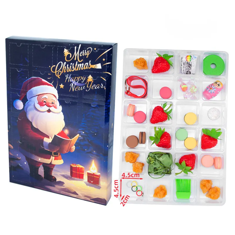 Kotak kertas kardus kalender kedatangan Natal kustom grosir 24 buah kotak hadiah kejutan buta untuk Natal kosmetik cokelat