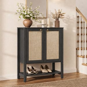 Armoire à chaussures SENYU moderne en MDF noir avec 2 tiroirs, portable, étanche, écologique, meuble de chambre pour appartement - Product Image 1