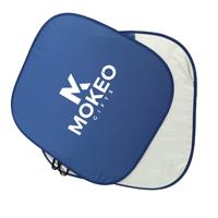 Pare-soleil pliable et portable pour pare-brise de voiture 150x70cm, double cercle, réflecteur de chaleur argenté avec impression de logo personnalisé