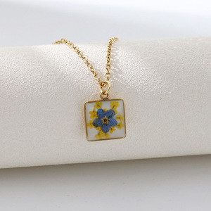 CAIOOCHE vero fiore geometrico stile minimalista catena a clavicola in acciaio inox ciondolo <span class=keywords><strong>per</strong></span> <span class=keywords><strong>sempre</strong></span> fiore collana di fiori colorati - Product Image 5