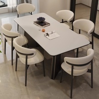 Table à manger rectangulaire blanche pure avec plateau complet, style italien minimaliste, multifonctionnelle, design moderne de luxe léger