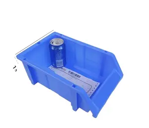 플라스틱 보관함 파란색 교수형 쌓기 컨테이너 쌓을 수있는 보관 트레이 차고 도구 주최자 도구 용 바구니 랙
