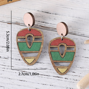 ต่างหูจี้กลวงลายทางเรขาคณิตโบฮีเมียนสำหรับผู้หญิงทำจากอัลลอยด์ทันสมัย1247ไม่ก่อให้เกิดอาการแพ้ - Product Image 4