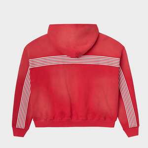 Logo personnalisé <span class=keywords><strong>Caid</strong></span> lavé surdimensionné grande taille sweat à capuche en coton unisexe sweat à capuche d'hiver imprimé rouge hommes pull Boxy recadrée lavage sweats à capuche - Product Image 2