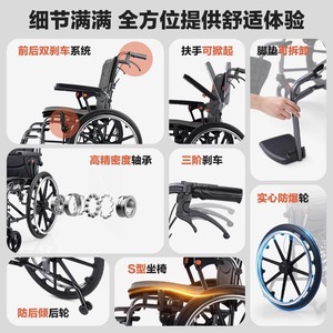 Silla de ruedas manual Siwell de 20 pulgadas, de aleación de aluminio, ligera, plegable, con absorción de impactos, para personas mayores y discapacitadas. - Product Image 1