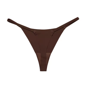 Women White <b>Seamless</b> <b>Thong</b> Panties Low-Rise Ultra-Thin Knitted Sexy Style Underwear - Product Image 2