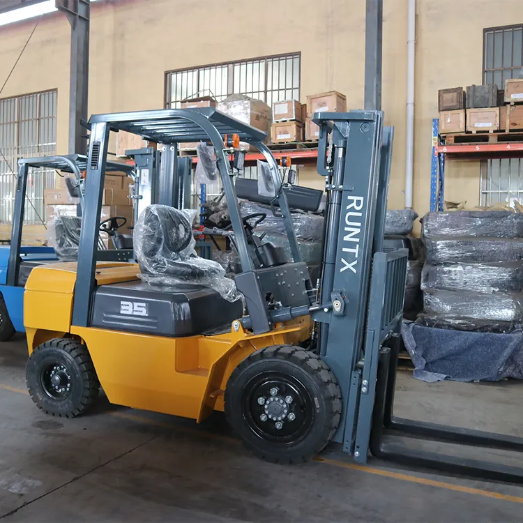 Runtx marka dizel forklift dört tekerlekten çekiş esnek çalışma depo taşıma ve boşaltma 3 ton ve 2.5 ton forklift