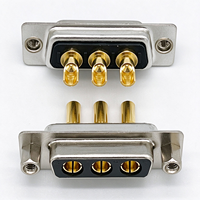Konektor Kabel D-Sub 3W3 3 Pin Arus Tinggi Tipe Kawat Solder Pria Wanita Berlapis Emas Padat dengan Mur Pengunci Depan