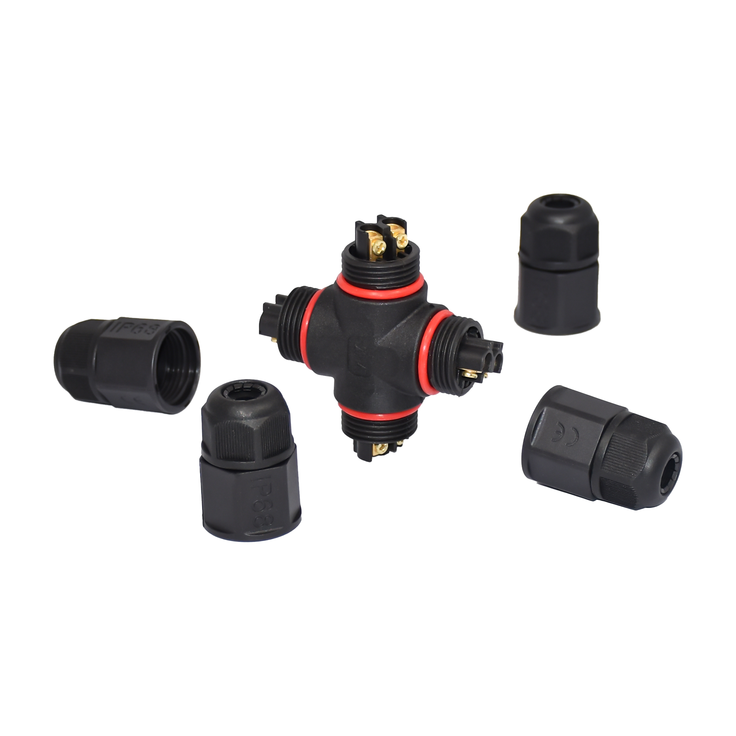 High Current Waterproof LED Connector L20 2 3 4 Pin T Type Straight Screw Fielded Assembly