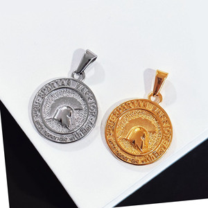 Collier pendentif pièce de monnaie guerrier spartiate vintage, chaîne à maillons en acier inoxydable, bijou unisexe, cadeau - Product Image 1