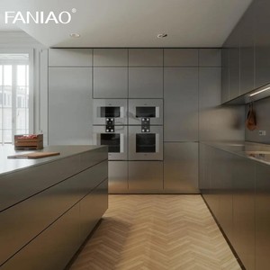 Ensemble d'armoires de <span class=keywords><strong>cuisine</strong></span> modernes en aluminium sur mesure, <span class=keywords><strong>prix</strong></span> usine, avec robinet, pour appartement, en acier inoxydable - Product Image 6