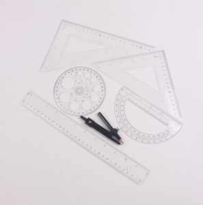 סיטונאי 30 ס "מ ברור פלסטיק סט עם לוגו מותאם אישית 6pcs בית ספר ציוד נייר מכתבים - Product Image 4