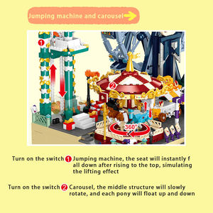 Ensemble de blocs de construction RC 3446 pièces : Parc d'attractions connecté, Tour de chute libre, Grande roue, Carrousel – Jouet STEAM, Décoration d'intérieur, Cadeau - Product Image 6
