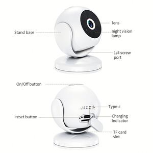 <span class=keywords><strong>HIDVCAM</strong></span> 950mAh Akku Weiße Mini-WLAN-Kamera CMOS 1080P HD Audio-Video TF-Karten-Aufnahme Nachtsicht Sicherheits-Innenkamera - Product Image 2