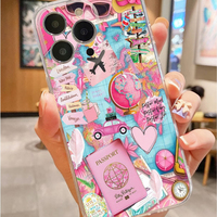Funda Protectora para Teléfono Móvil de TPU Suave Transparente con Estampado de Mapa de Viajes, Coche y Avión para iPhone 11 12 13 14 15 16 17 Pro Max Air
