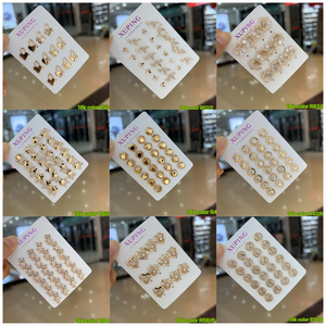 슈핑 믹스 스타일 귀걸이 대량 골드 도금 큰 꽃 모양 지르콘 스터드 귀걸이 여성용 패션 귀걸이 - Product Image 5