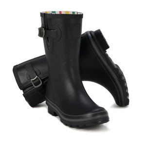 Bottes d'eau noires antidérapantes pour femmes, chaussures à mi-tube en caoutchouc naturel, <span class=keywords><strong>de</strong></span> <span class=keywords><strong>pluie</strong></span>, pour adultes, à la mode - Product Image 6