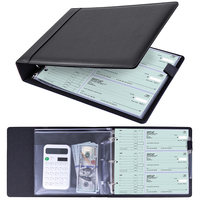 Carpeta de cheques personalizada Haoran de 3 anillas, de piel sintética, con cubierta para libreta de cheques, con relieve y logotipo personalizado.