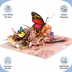 Tarjeta de felicitación 3D hecha a mano con diseño de mariposa, tarjeta de invitación floral de papel para cumpleaños, boda, día de San Valentín - Product Image 6