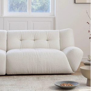 Divano in Tessuto Stile Crema, Divano Cloud di <span class=keywords><strong>Design</strong></span>, Divano di Lusso in Ciniglia per Villa, Piccolo Appartamento, Soggiorno - Product Image 4