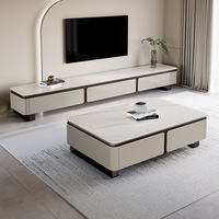 Nouvelle arrivée Meuble TV et table basse en bois massif de luxe Combinaison de rangement pour petits appartements Prêt à être expédié Fabriqué en Chine