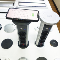 Toma de corriente oculta para cocina, torre de salida de alimentación de la UE, LED, USB, toma de sobremesa, enchufe de carga inalámbrica, Manual, 80mm