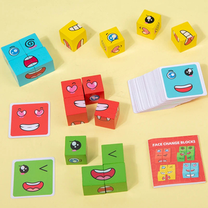 Jeu de construction en bois Cube Face Change, puzzle Montessori, blocs en bois pour enfants, jouets pour enfants, cadeau - Product Image 2
