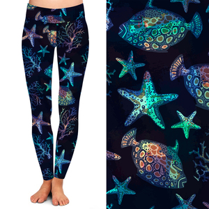 2025 nuovo arrivo stella multicolore pesce corallo pesce marino creatura digitale Leggings stampati per le donne - Product Image 2