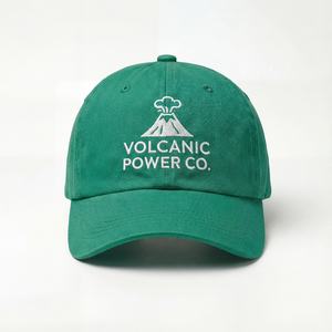 หมวกเบสบอลปักโลโก้ 6 แผง สีเขียว ผ้าฝ้ายฟอกทรงไม่แข็งแบบ Dad Hat - Product Image 2