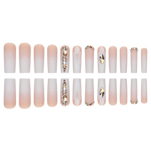Usine en gros 24 blanc dégradé 3D <span class=keywords><strong>faux</strong></span> <span class=keywords><strong>ongles</strong></span> matériau ABS de haute qualité inoffensif pour le corps humain appuyez sur le Style - Product Image 4