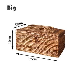 Boîte à mouchoirs en rotin tissé carré rond, panier de rangement de mouchoirs en rotin, cadeau de pendaison de crémaillère - Product Image 5