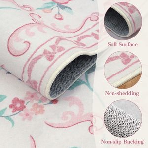 Mới Đến 5x7 Hoa Màu Hồng Giả Len Siêu Mỏng Thấp Đống Không Trượt Trong Nhà Trang Trí Nội Thất Khu Vực Thảm Sàn Thảm Vườn Ươm Có Thể Giặt Bow - Product Image 1