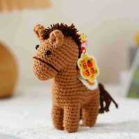 Porte-clés poney en crochet Nouvel An 2026, porte-clés cheval porte-bonheur pour l'Année du Cheval, pendentif porte-sac porte-bonheur