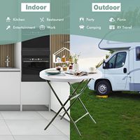 Portable Petit 2.63 '32in Rond En Plastique Tables D'événements Commerciaux pour Intérieur Extérieur Événements Jeu De Cartes Thé Café À Manger Pub