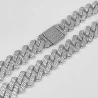 Chaîne cubaine sertie de diamants de 20 mm, collier en CZ de laboratoire glacé VVS, plaqué or blanc 14 carats, collier Miami, prix bas, meilleur cadeau
