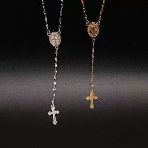 Rosario Católico de Acero Inoxidable con Baño de Oro Antiguo, Colgante de Corazón de la Virgen María y Cruz, para Oración Religiosa, Aniversario - Product Image 5