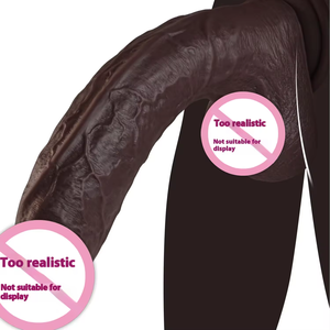 Schwarzes doppels chichtiges flüssiges Silikon Realistisches weibliches Anal-Sexspielzeug Riesiger <span class=keywords><strong>Dildo</strong></span>-Pseudo-Penis-Streifen-Sauger für Masturbation mit weichem Fleisch - Product Image 4