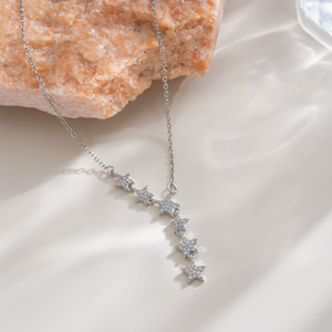 สร้อยคอ Star CZ Tassel Lariat Y สำหรับผู้หญิง ประดับด้วยเพชรคิวบิกเซอร์โคเนียทรงหยดน้ำ ดีไซน์เรียบหรู สวยงามแบบมินิมอล เหมาะสำหรับใส่เป็นเลเยอร์ สไตล์โบโฮ เป็นของขวัญ - Product Image 4