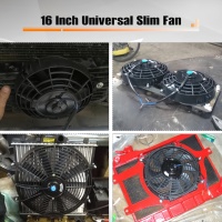 Ventilateur de refroidissement électrique universel ultra-plat 16 pouces pour radiateur, 12V 120W 1000 CFM, kit de montage pour moteur de voiture