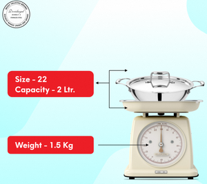 Poêle Triply Kadhai 22 cm en acier inoxydable de qualité 304, idéale pour faire frire des currys, sauter des légumes et la cuisson quotidienne en cuisine - Product Image 5