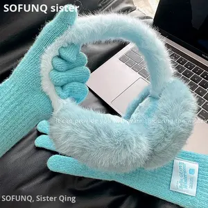 <span class=keywords><strong>Gants</strong></span> en tricot pour femme, bleu <span class=keywords><strong>Islande</strong></span>, en coton/spandex, tactiles, longueur poignet, pour la plage, chauds, coupe-vent, anti-froid - Product Image 6